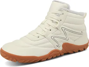 Mens Womens Winter Hiking Boots Wide Toe Box Warm Snow Boots Minimalist Barefoot Boots Zero Drop Sole Waterproof Non-Slip Ankle Booties