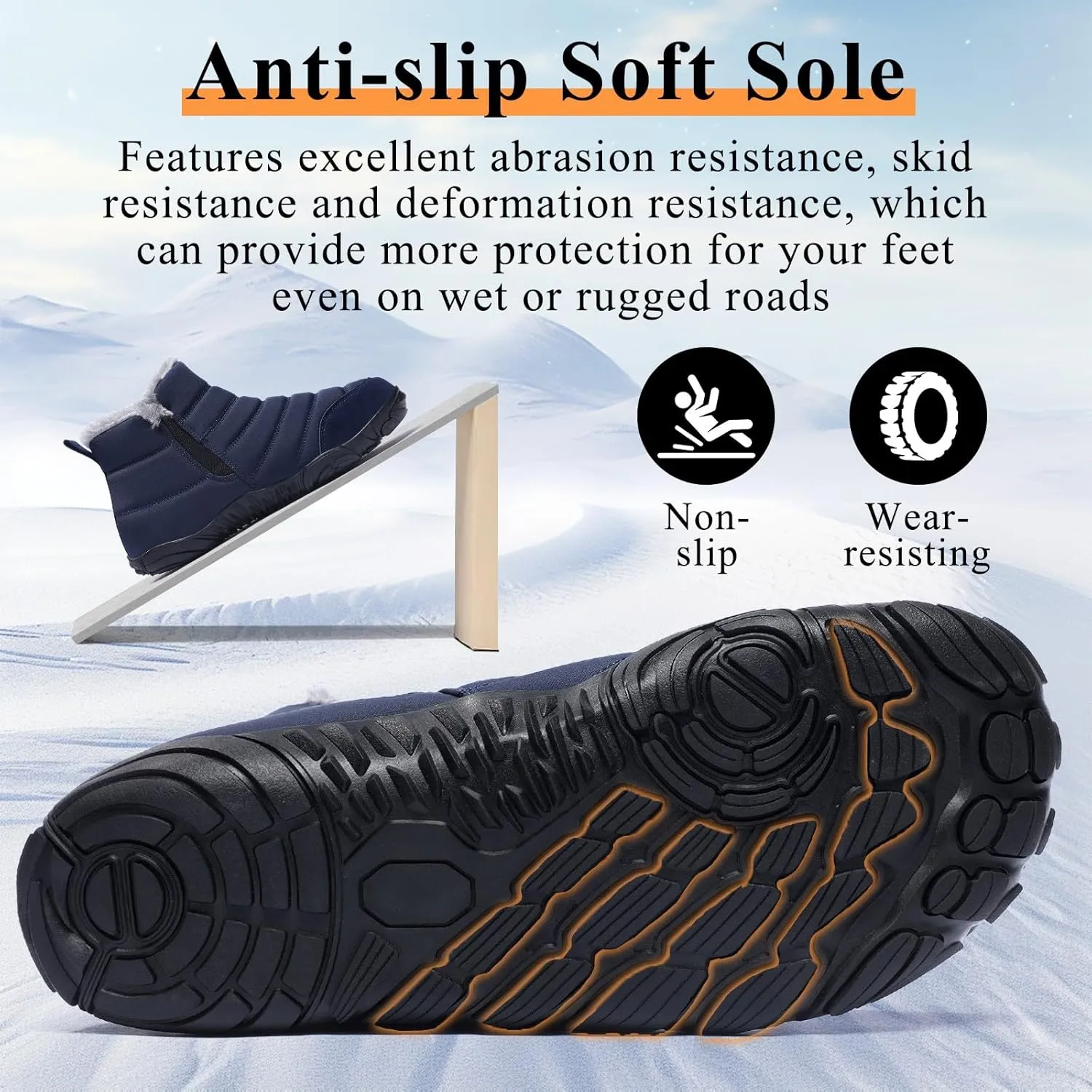 Mens Womens Winter Snow Boots Wide Toe Box Barefoot boot Fur Lined Minimalist Zero Drop Sole Walking Shoes