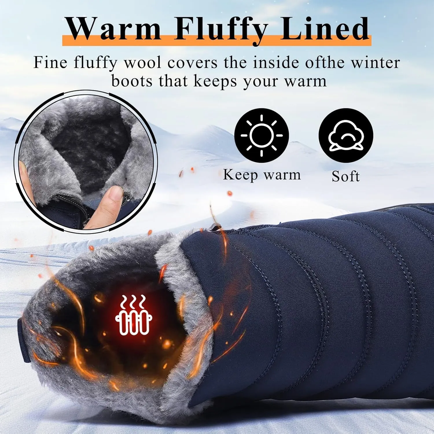 Mens Womens Winter Snow Boots Wide Toe Box Barefoot boot Fur Lined Minimalist Zero Drop Sole Walking Shoes