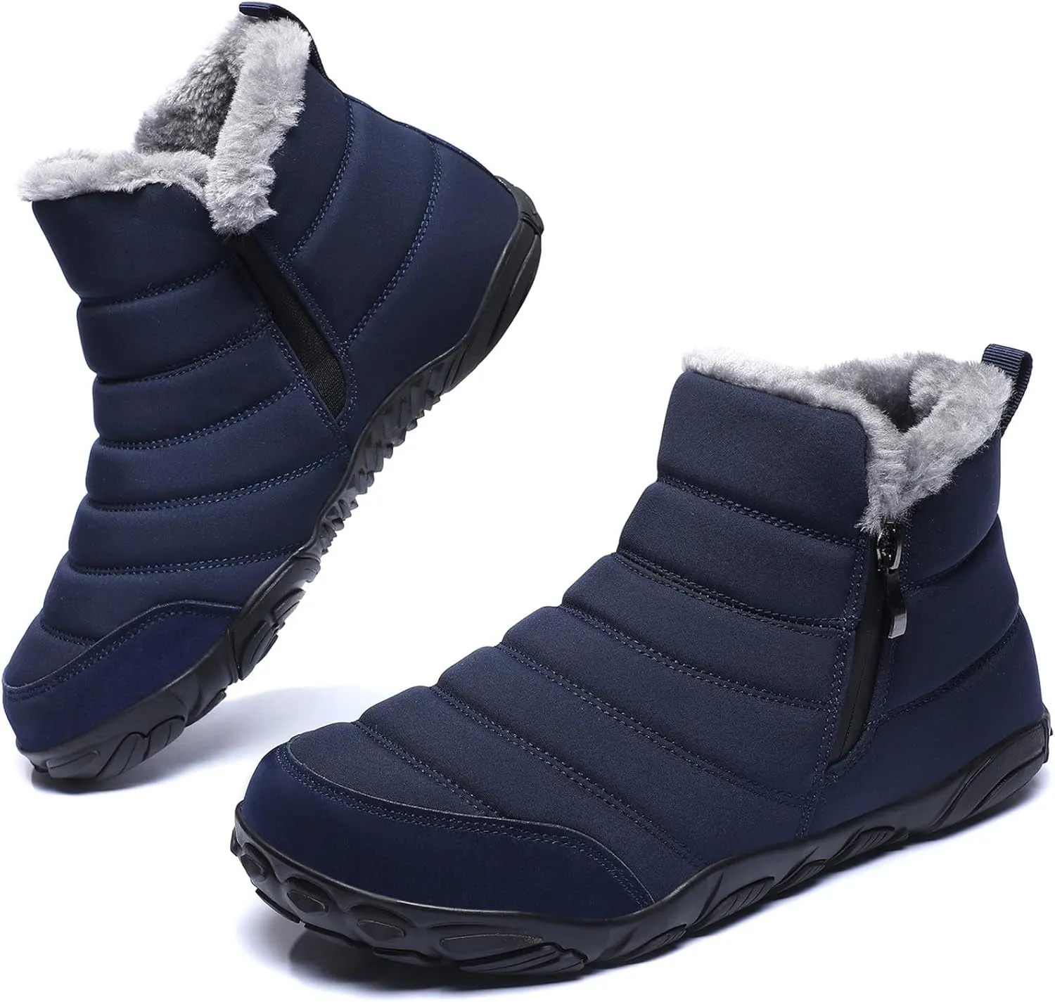 Mens Womens Winter Snow Boots Wide Toe Box Barefoot boot Fur Lined Minimalist Zero Drop Sole Walking Shoes