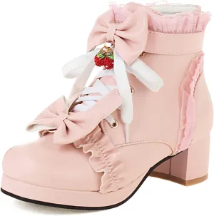 MEOTINA Goth Platform Boots Chunky High Heels Ankle Boots Lace Buckle Gothic Cosplay Booties Zipper Punk Shoes