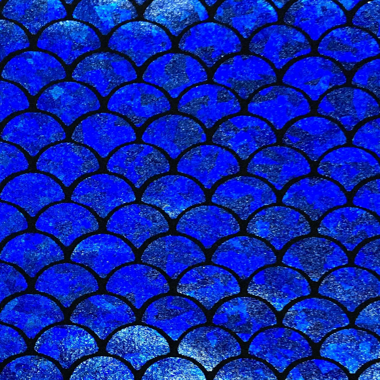 Mermaid/Fish Scale Holographic-Reflective Stretch Fabric Nylon Spandex BTY 58/60"" Wide (Royal)