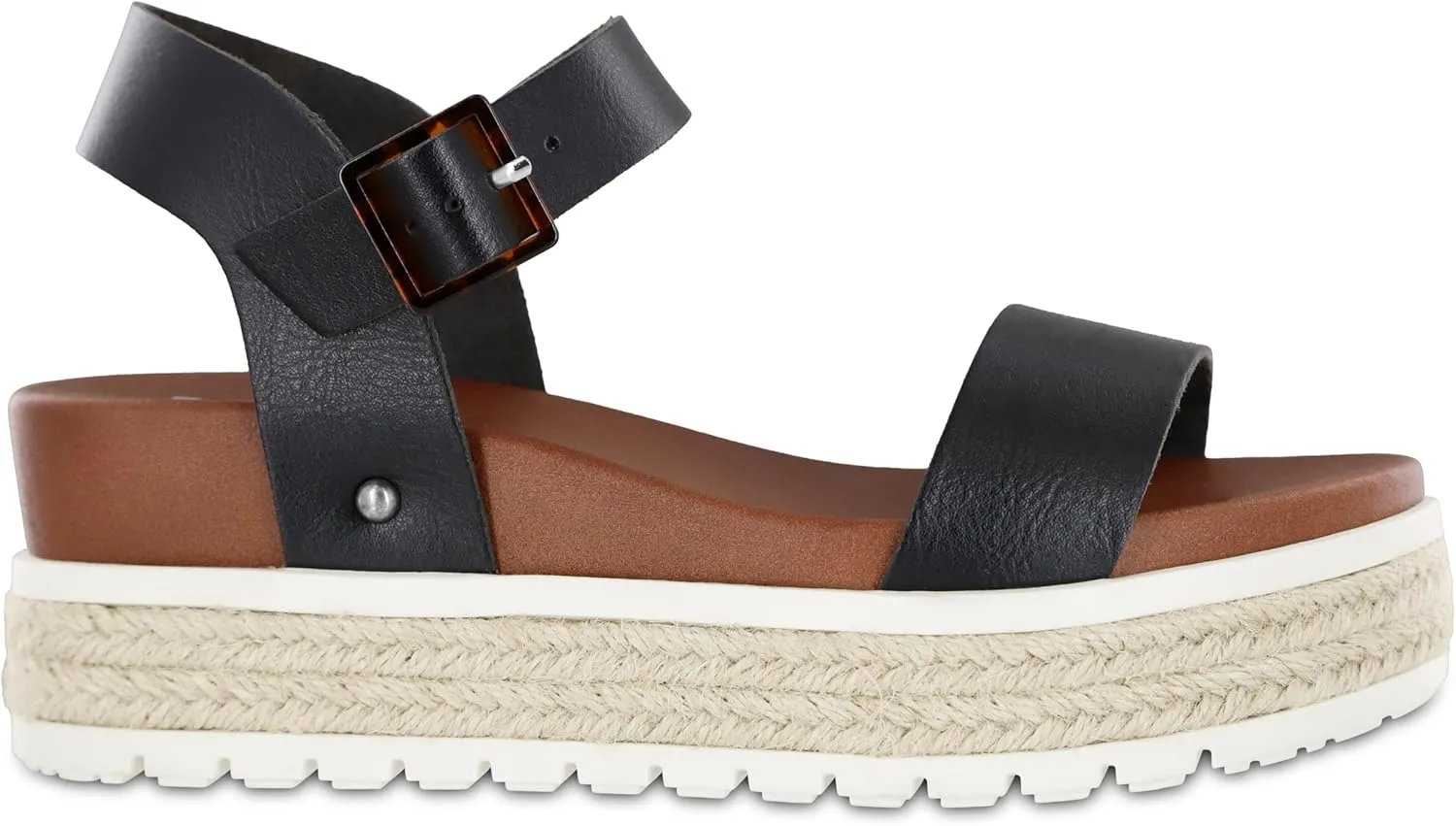 MIA Shoes Kiera Womens Platform Sandals, Espadrille Raffia Sole
