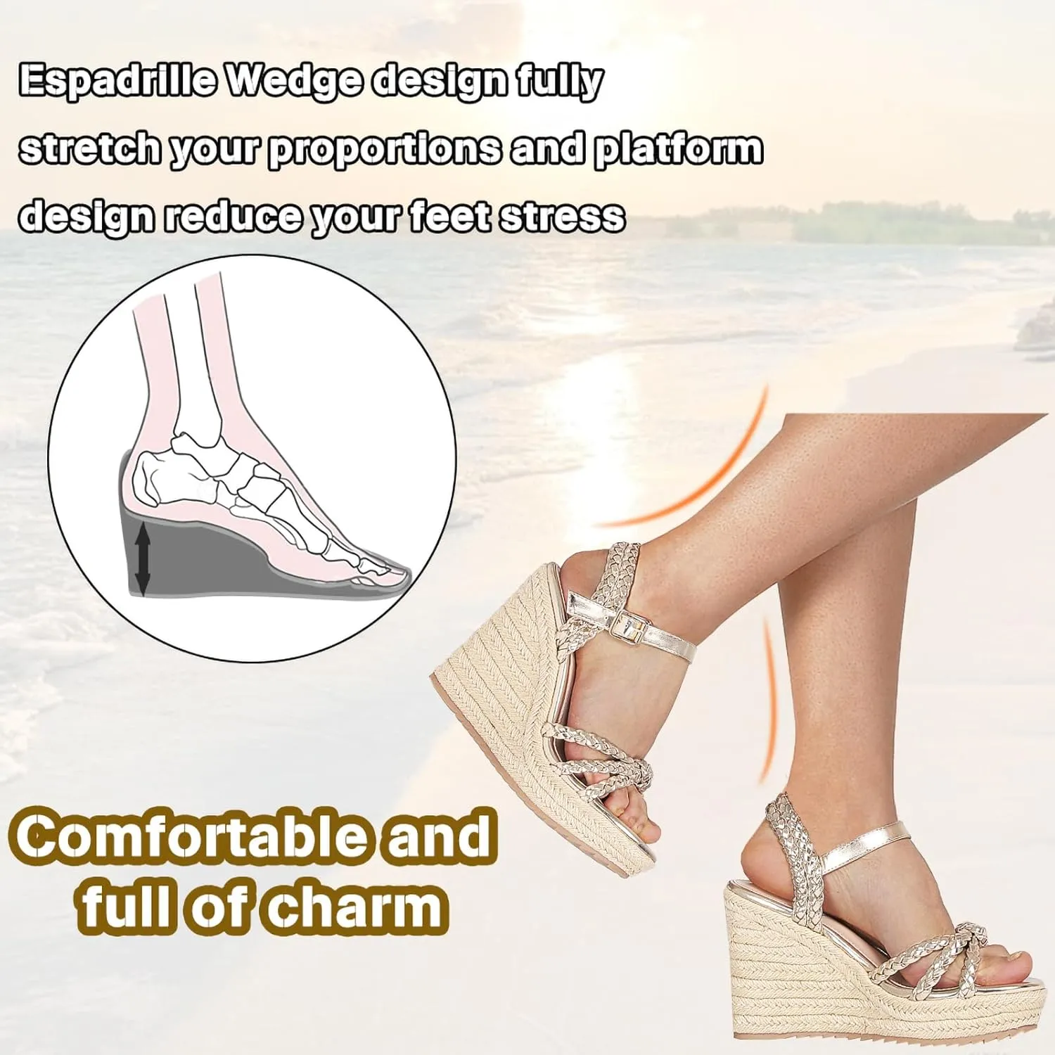 mikarka Espadrille Wedge Sandals for Women Braided Knot Ankle Strap Open Toe Platform Sandals