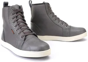 Milwaukee Leather MBM9003WP Men's Grey Leather and Canvas Reinforced Street Riding Waterproof Shoes with Ankle Support - 9.5