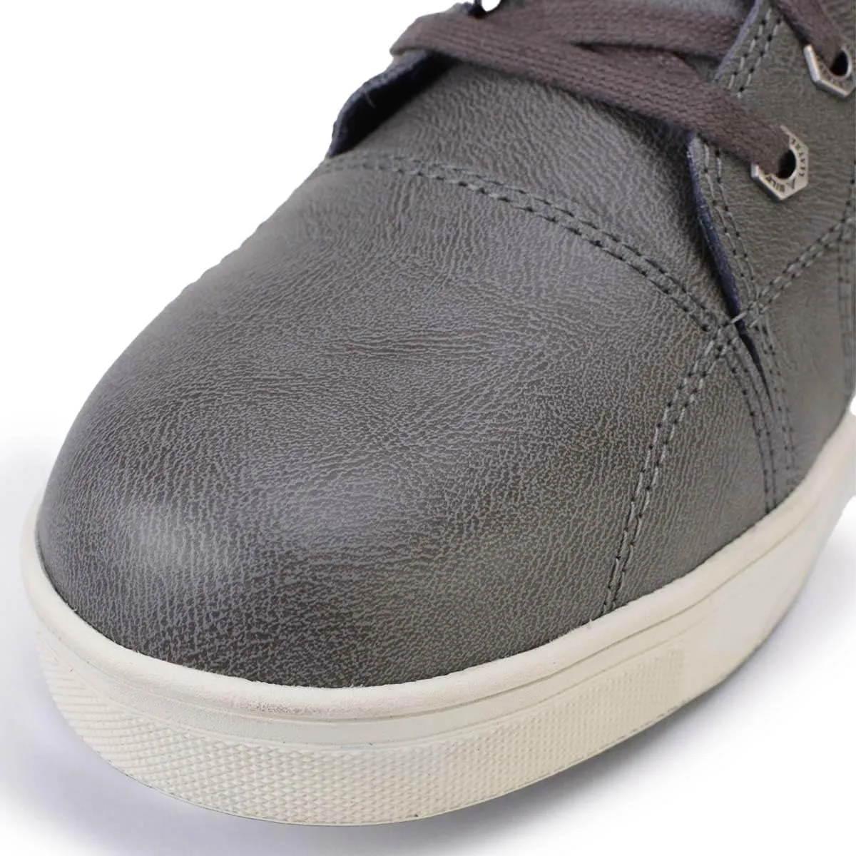 Milwaukee Leather MBM9003WP Men's Grey Leather and Canvas Reinforced Street Riding Waterproof Shoes with Ankle Support - 9.5