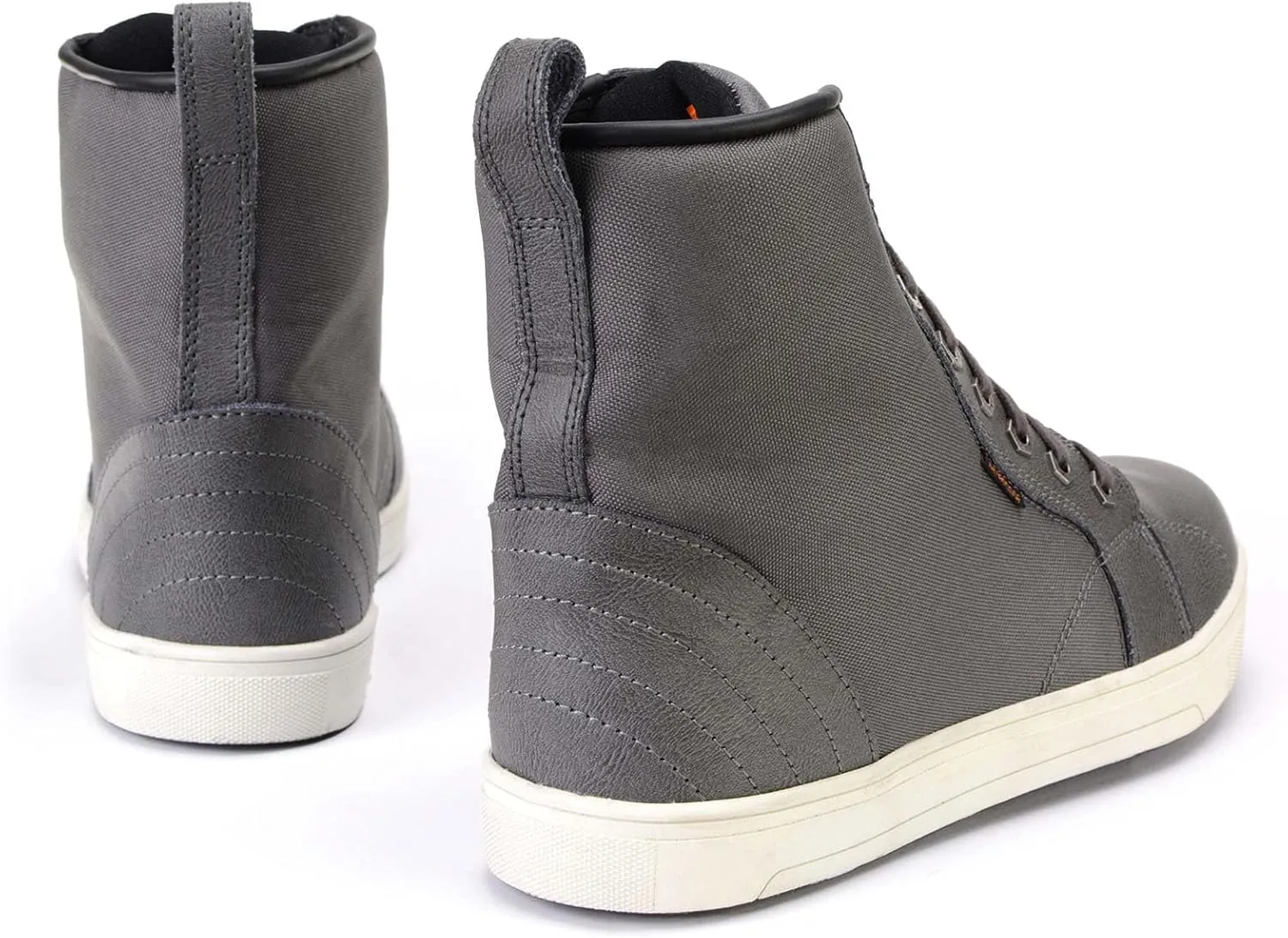 Milwaukee Leather MBM9003WP Men's Grey Leather and Canvas Reinforced Street Riding Waterproof Shoes with Ankle Support - 9.5