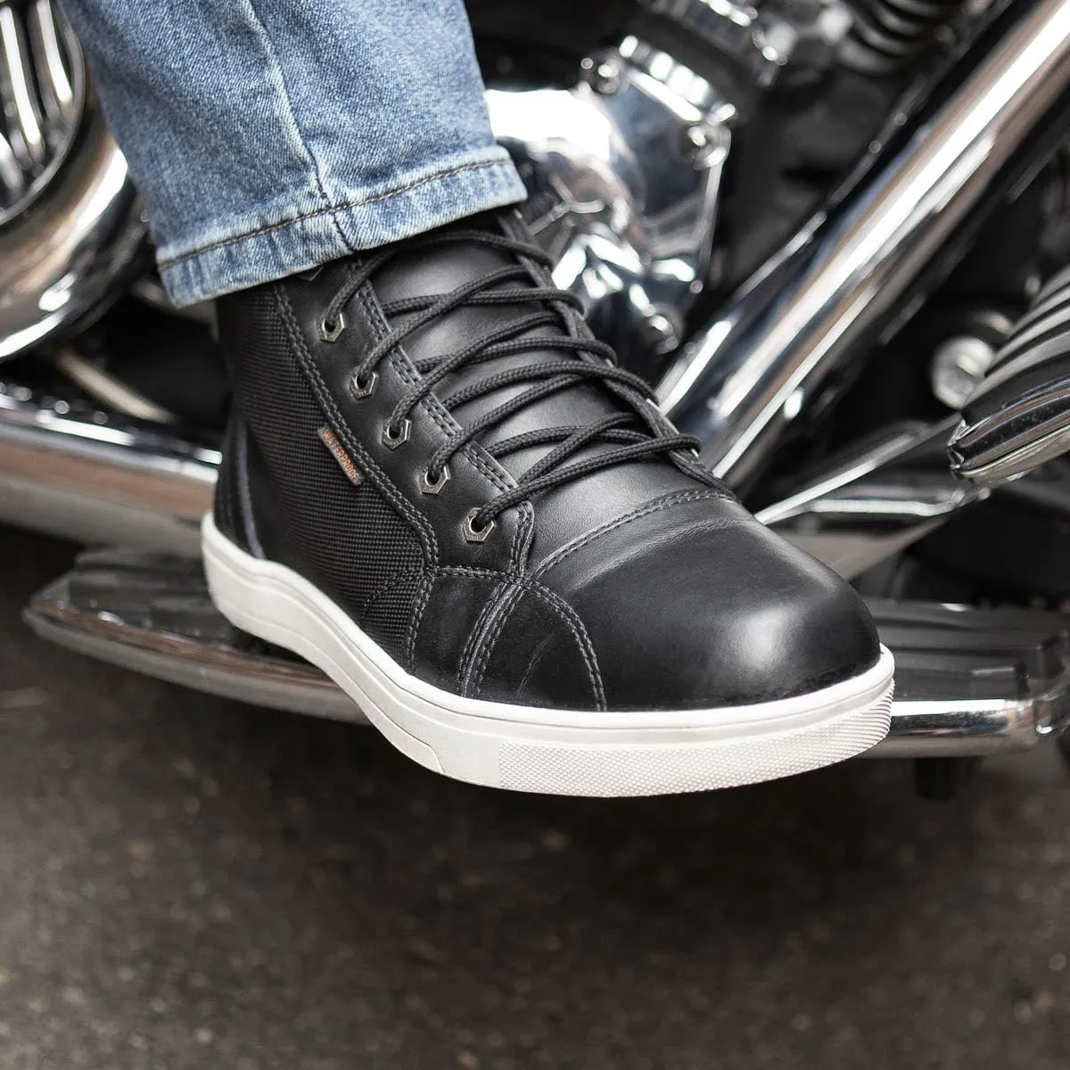 Milwaukee Leather MBM9004WP Men's Waterproof Black Leather Motorcycle Reinforced Street Riding Shoes w/Ankle Support - 15