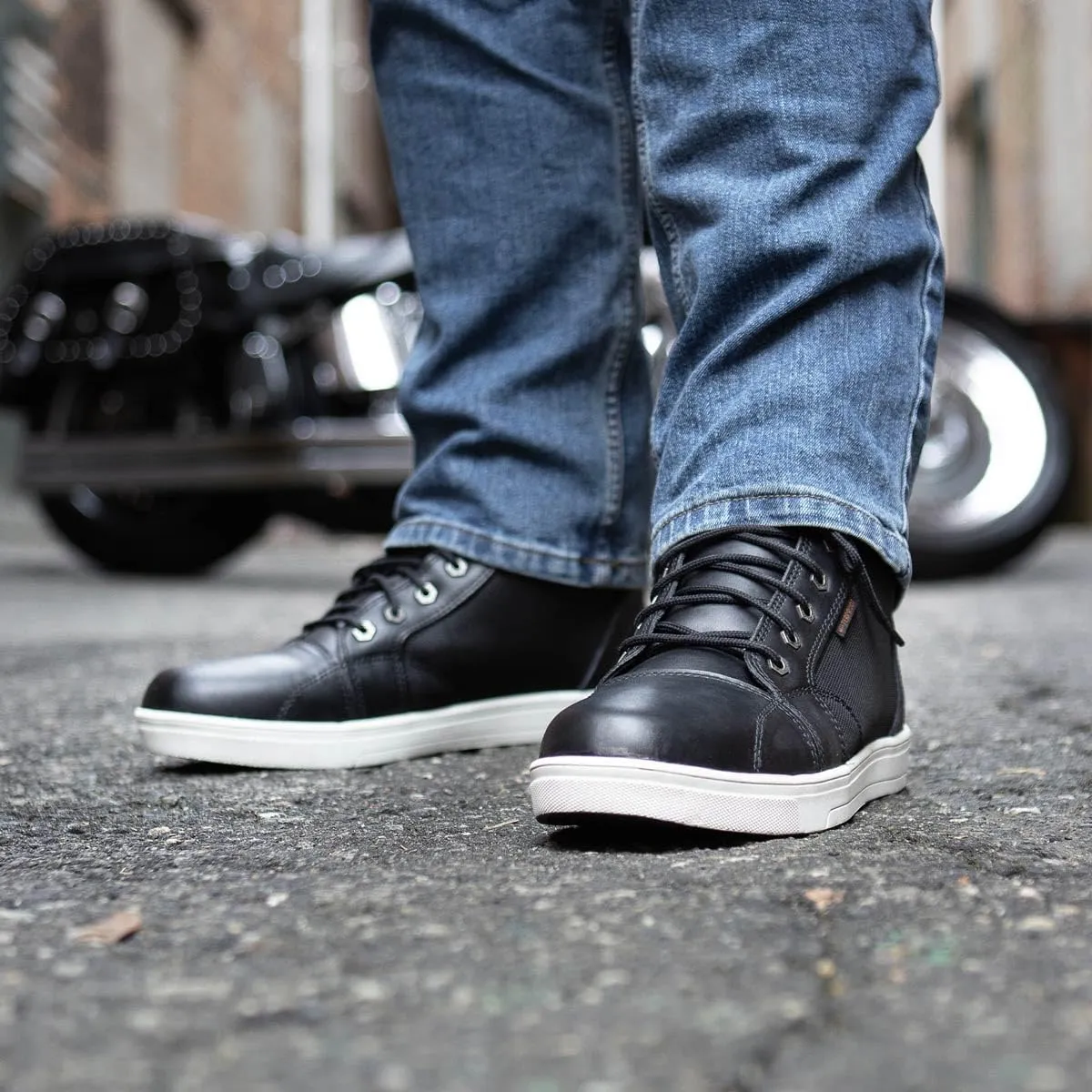 Milwaukee Leather MBM9004WP Men's Waterproof Black Leather Motorcycle Reinforced Street Riding Shoes w/Ankle Support - 15