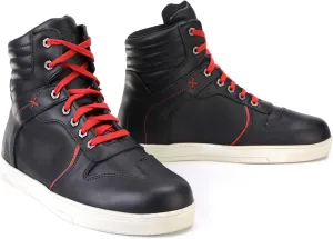 Milwaukee Leather MBM9102 Men's Black Leather with Red Shoe Lace Reinforced Street Riding Shoes w/Ankle Support - 10