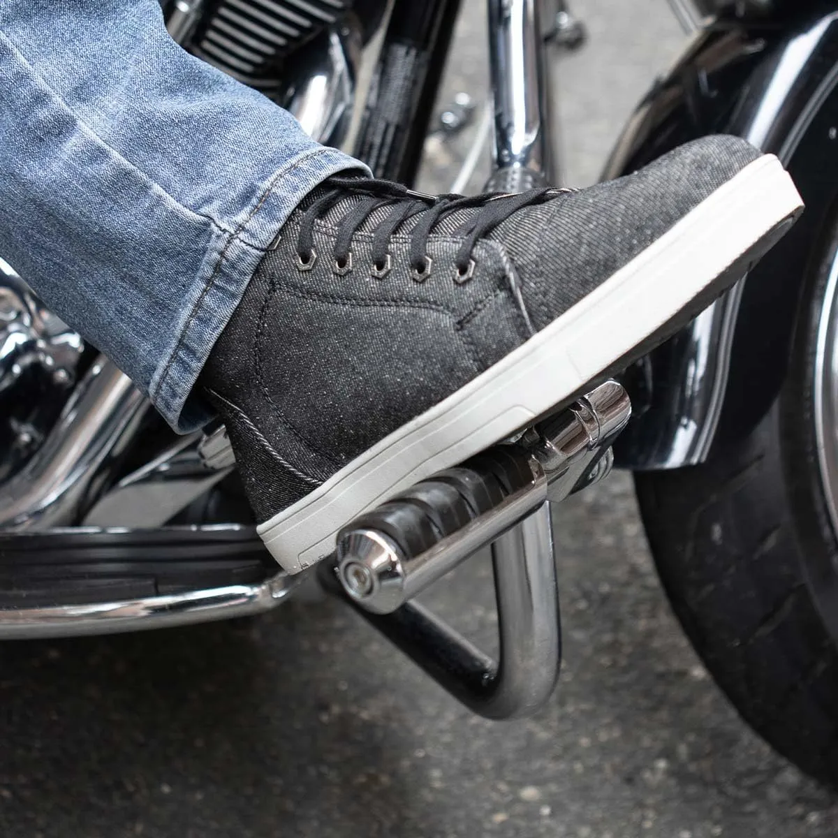 Milwaukee Leather MBM9108 Men's Black Canvas Reinforced Motorcycle Casual Street Riding Shoes w/Ankle Support - 10.5