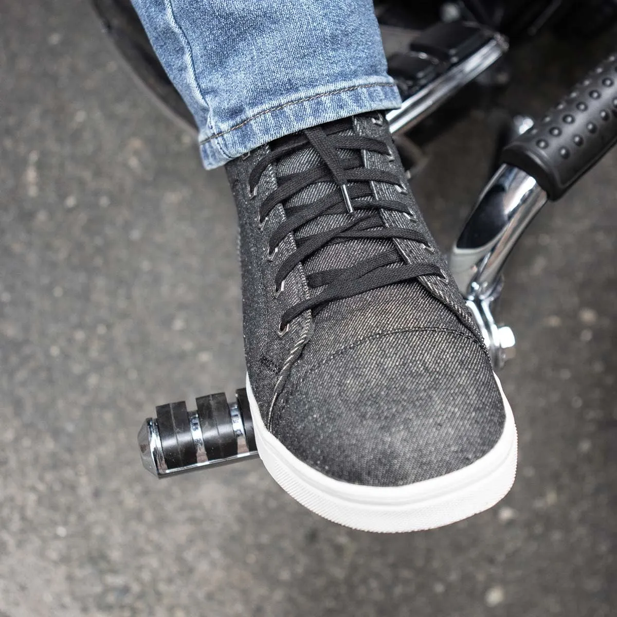 Milwaukee Leather MBM9108 Men's Black Canvas Reinforced Motorcycle Casual Street Riding Shoes w/Ankle Support - 10.5