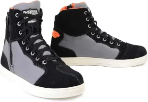 Milwaukee Leather MBM9116 Men's Black Suede and Grey Canvas Street Riding Shoes with Dual Closure and Ankle Support - 11.5