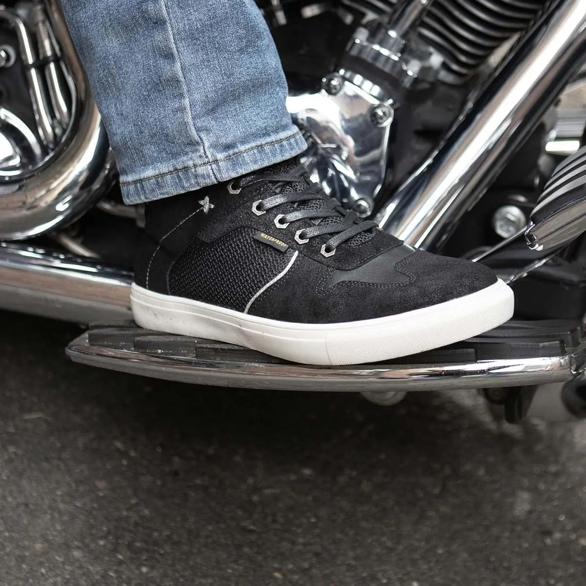 Milwaukee Leather MBM9151 Men's Black Suede and Leather Reinforced Street Riding Waterproof Shoes w/Ankle Support - 11