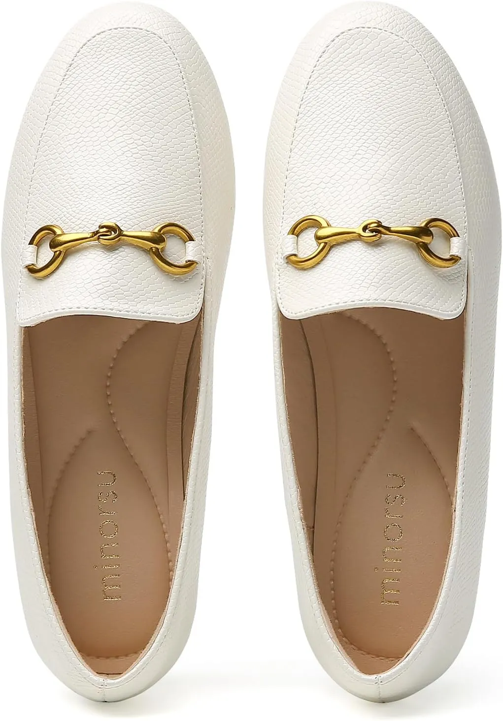 Minorsu Buckle Loafers for Women Slip On Round Toe Dress Flats Business Casual Work Driving Shoes