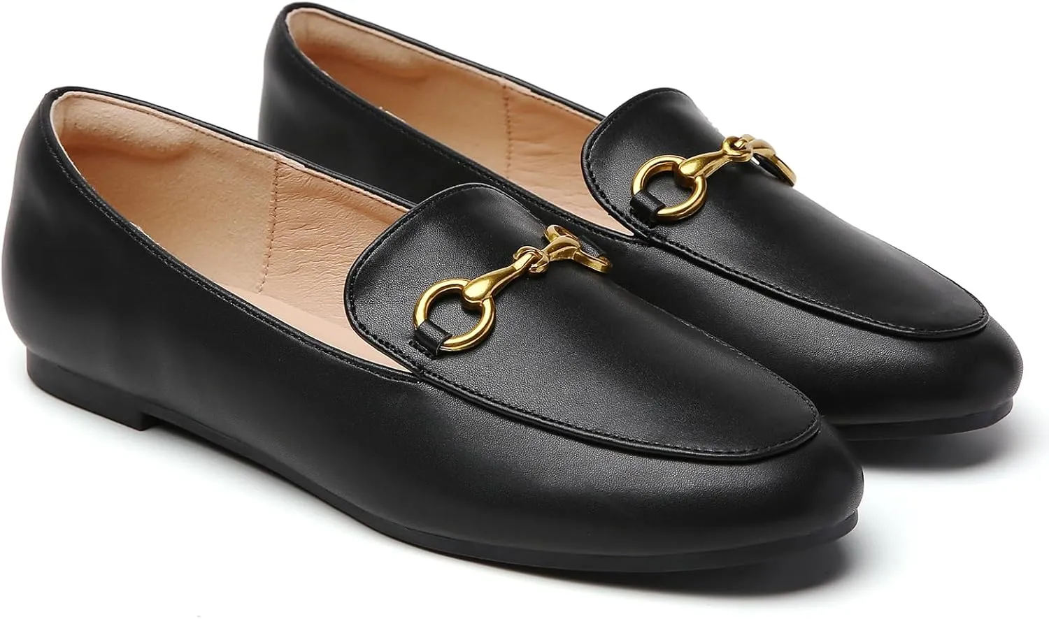 Minorsu Buckle Loafers for Women Slip On Round Toe Dress Flats Business Casual Work Driving Shoes