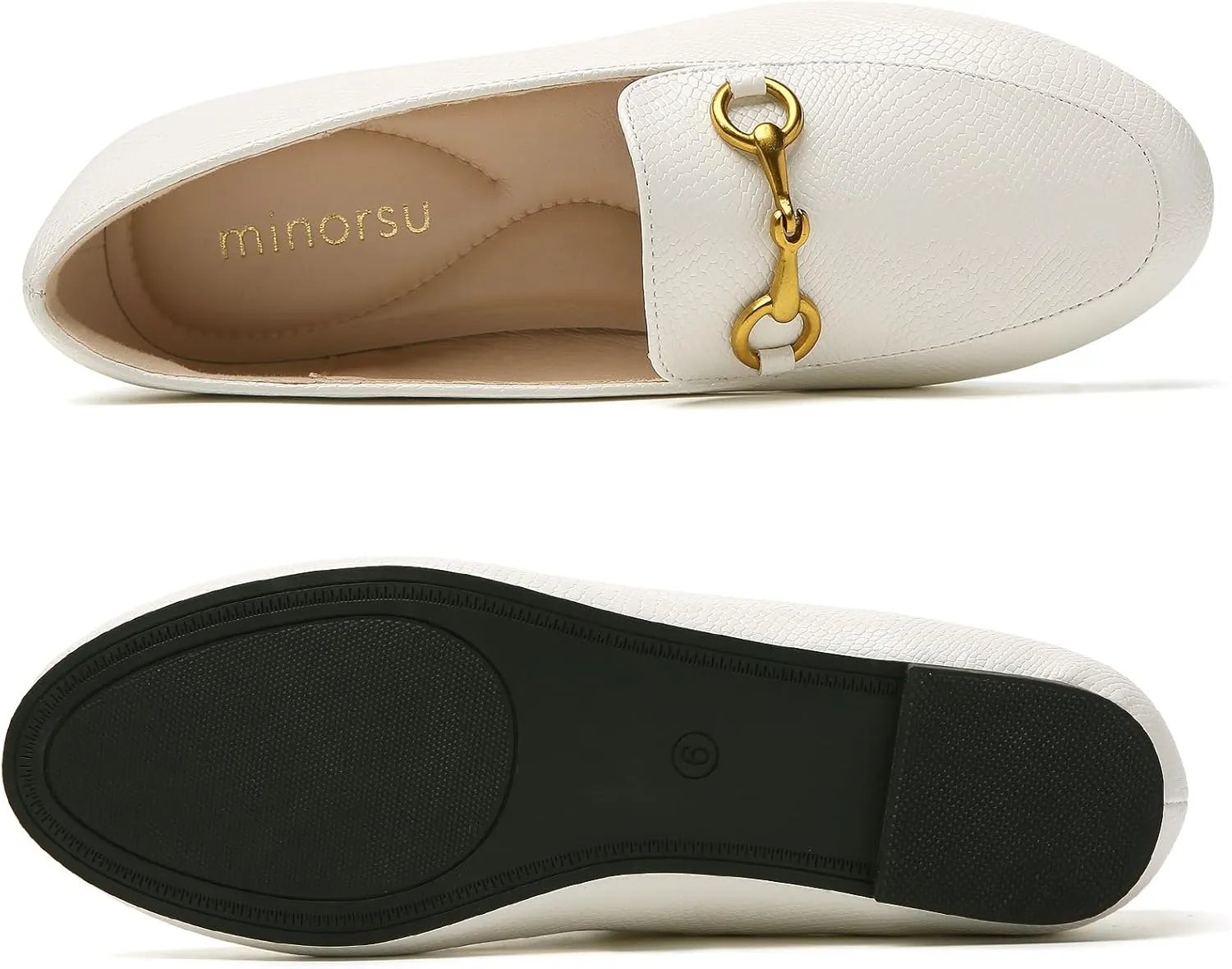 Minorsu Buckle Loafers for Women Slip On Round Toe Dress Flats Business Casual Work Driving Shoes
