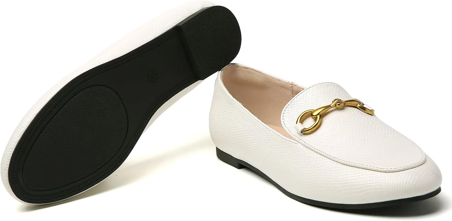 Minorsu Buckle Loafers for Women Slip On Round Toe Dress Flats Business Casual Work Driving Shoes