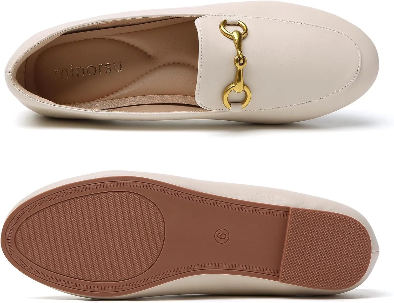 Minorsu Buckle Loafers for Women Slip On Round Toe Dress Flats Business Casual Work Driving Shoes