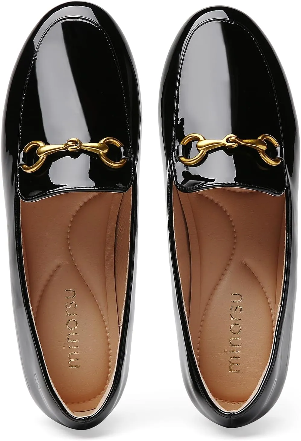Minorsu Buckle Loafers for Women Slip On Round Toe Dress Flats Business Casual Work Driving Shoes