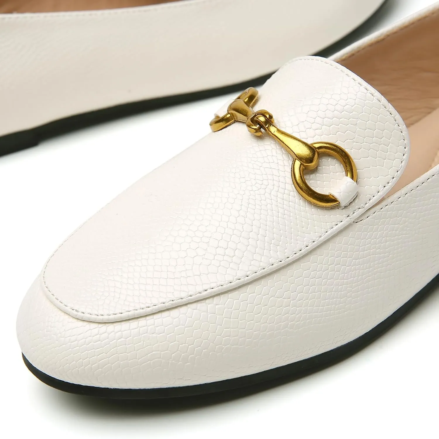 Minorsu Buckle Loafers for Women Slip On Round Toe Dress Flats Business Casual Work Driving Shoes