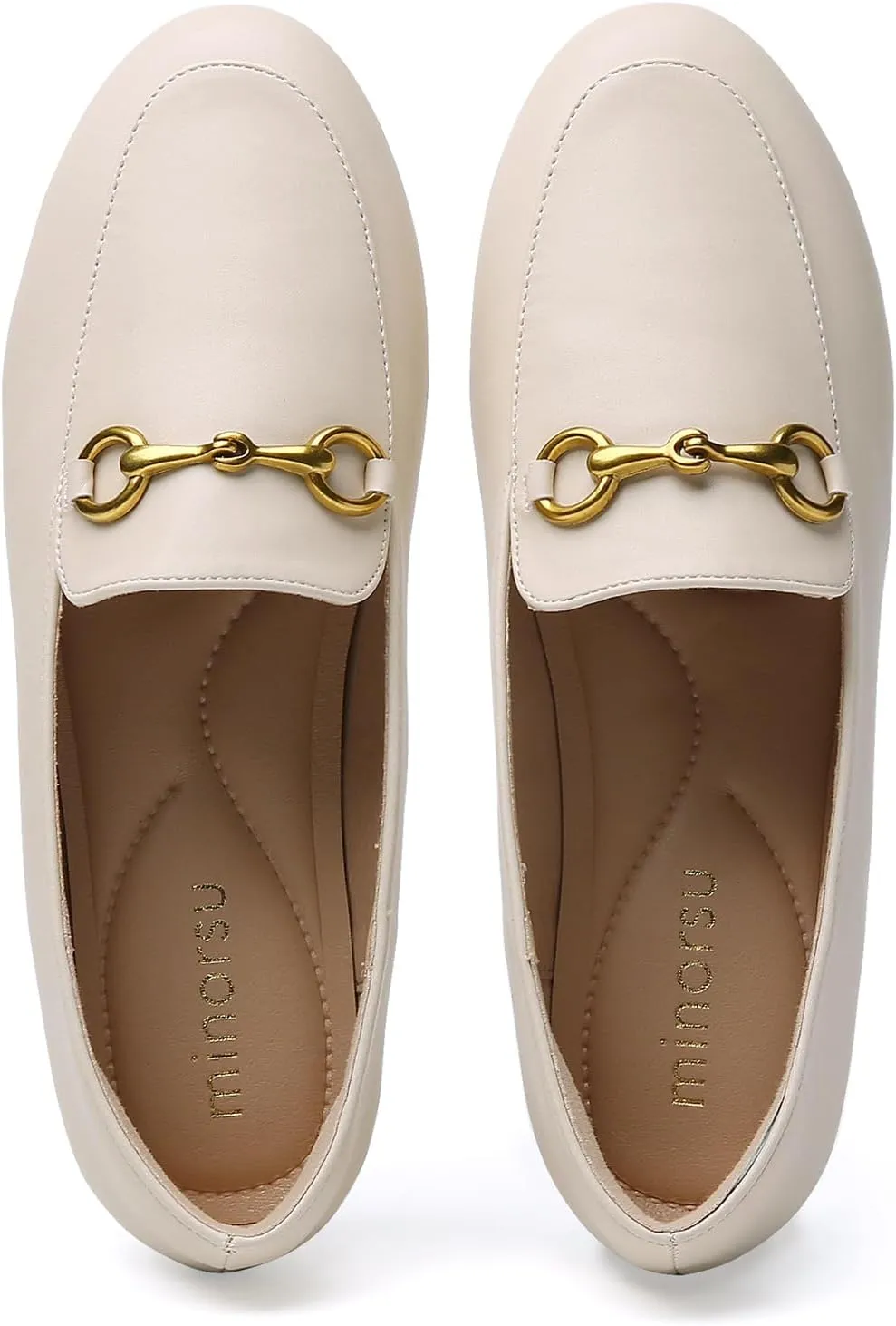 Minorsu Buckle Loafers for Women Slip On Round Toe Dress Flats Business Casual Work Driving Shoes