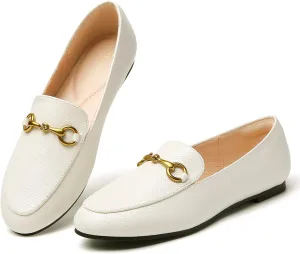 Minorsu Buckle Loafers for Women Slip On Round Toe Dress Flats Business Casual Work Driving Shoes