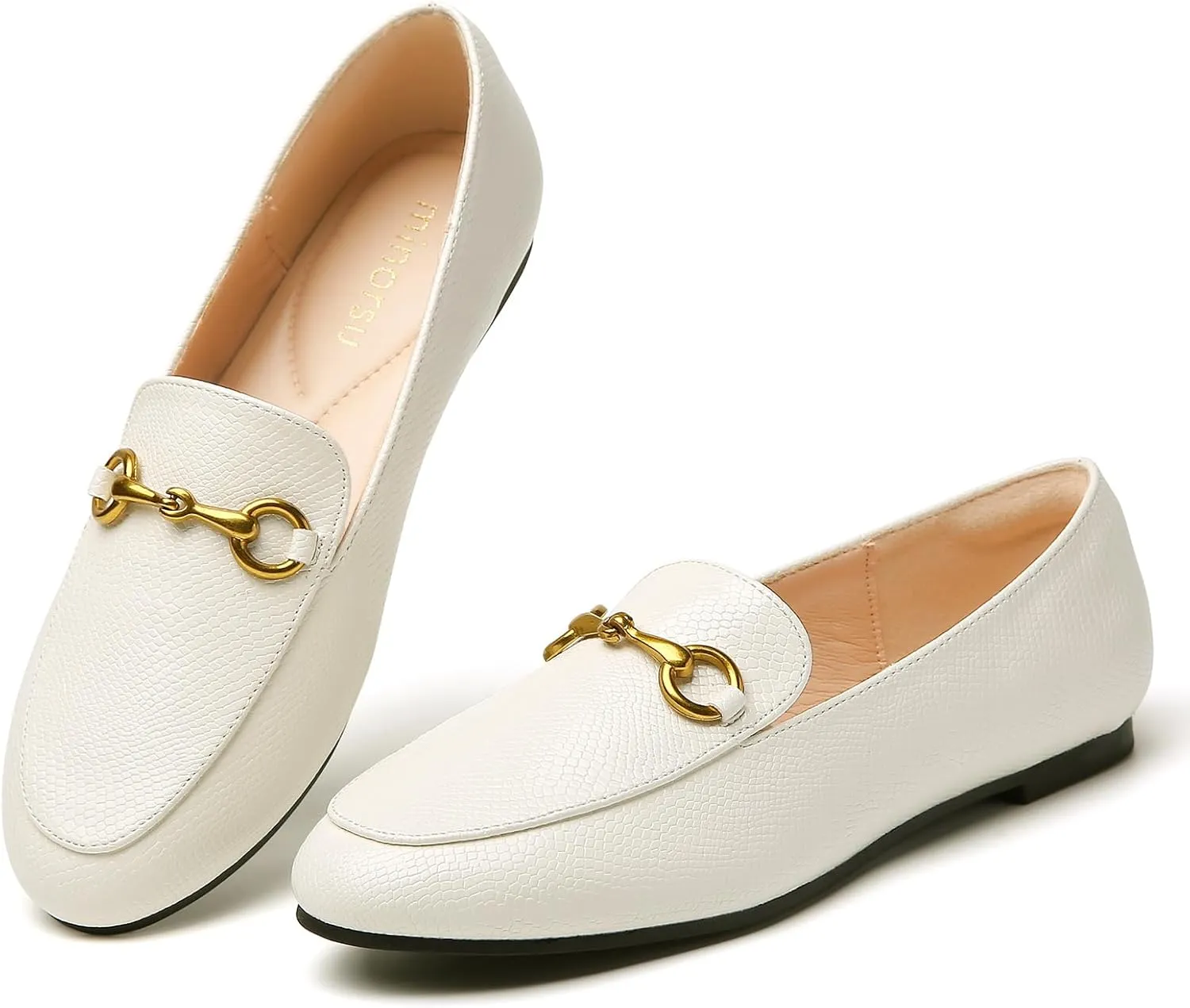 Minorsu Buckle Loafers for Women Slip On Round Toe Dress Flats Business Casual Work Driving Shoes
