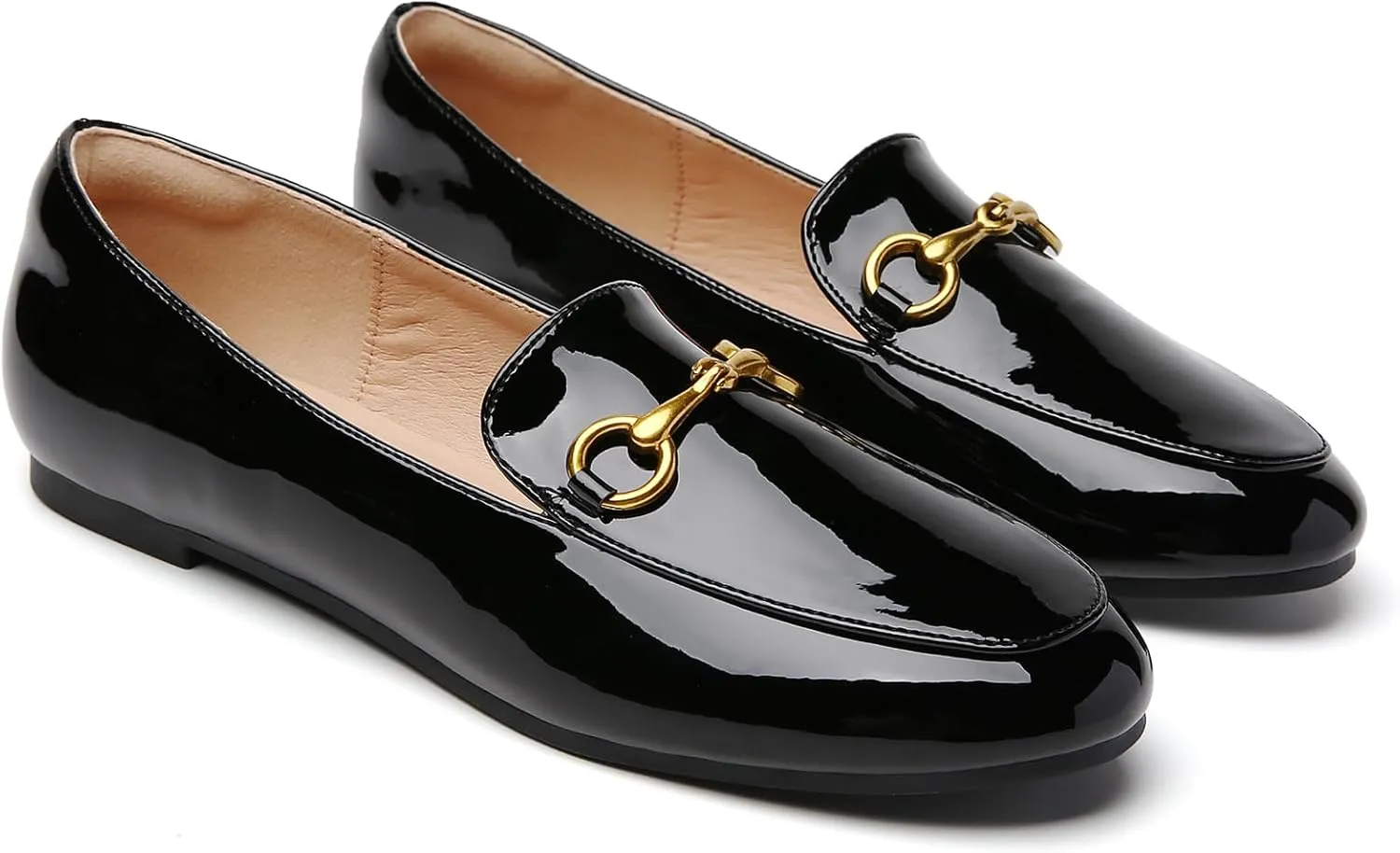 Minorsu Buckle Loafers for Women Slip On Round Toe Dress Flats Business Casual Work Driving Shoes