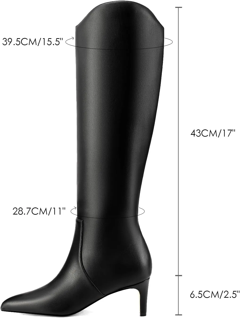 MIRAAZZURRA Kitten Heel Knee High Boots for Women Pointed Toe Low Heel Tall Boots Winter Fall Boots with Side Zipper for Office Casual