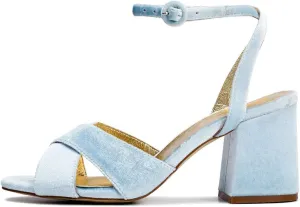 miss left Women Chic Crossed Strap Open Toe Block High Heel Velvet Sandals Ankle Strap Buckle Ladies Wedding Party Dress Shoes Size 4-16 US