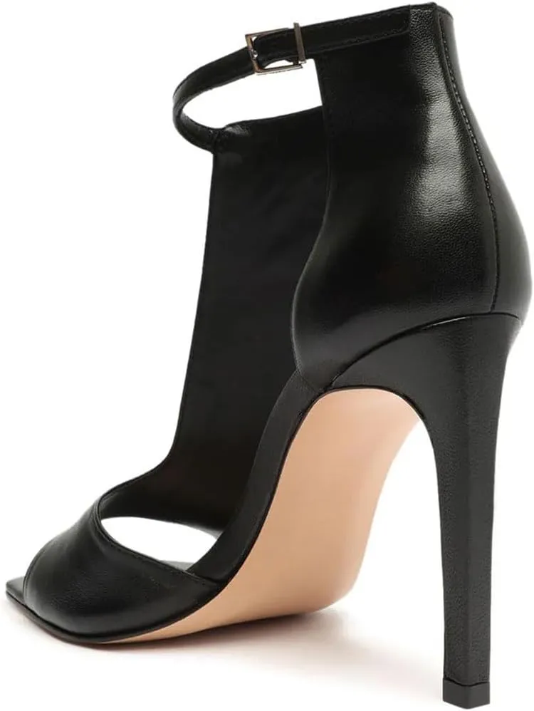 miss left Women Trendy Open Square Toe Stiletto Heeled Sandals Cutout Ankle Strappy Buckle High Heel Pumps Party Office Work Shoes Size 4-16 US
