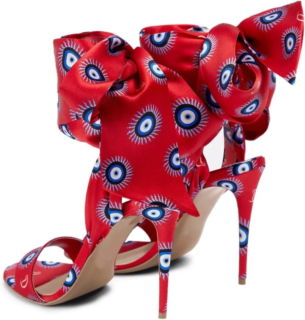 miss left Womens Graceful Stiletto High Heel Sandals Open Round Toe Ankle Wrap Bow Tie Pumps Chic Wedding Evening Shoes Size 4-16 US
