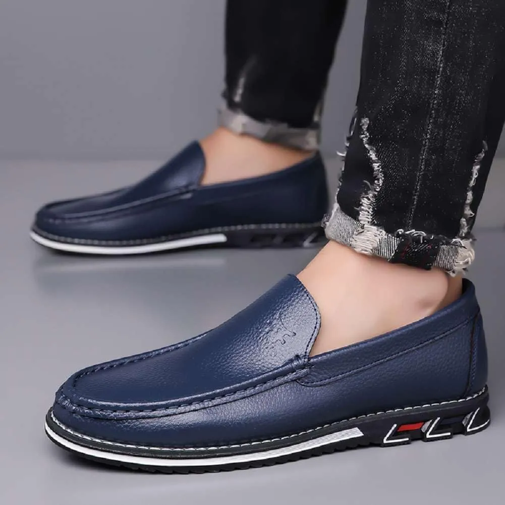 mitvr Mens Casual Leather Shoes Business Slip-on Shoes Comfort Fashion Driving Shoes for Male
