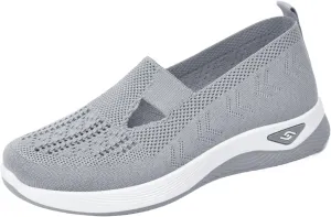 Mmoneyake Orthopedic Shoes for Women Arch Support Breathable Soft Shoes Comfy Walking Anti-Skid Sports Shoes Slip-On Breathable Mesh Trainers Casual Sneakers Footwear