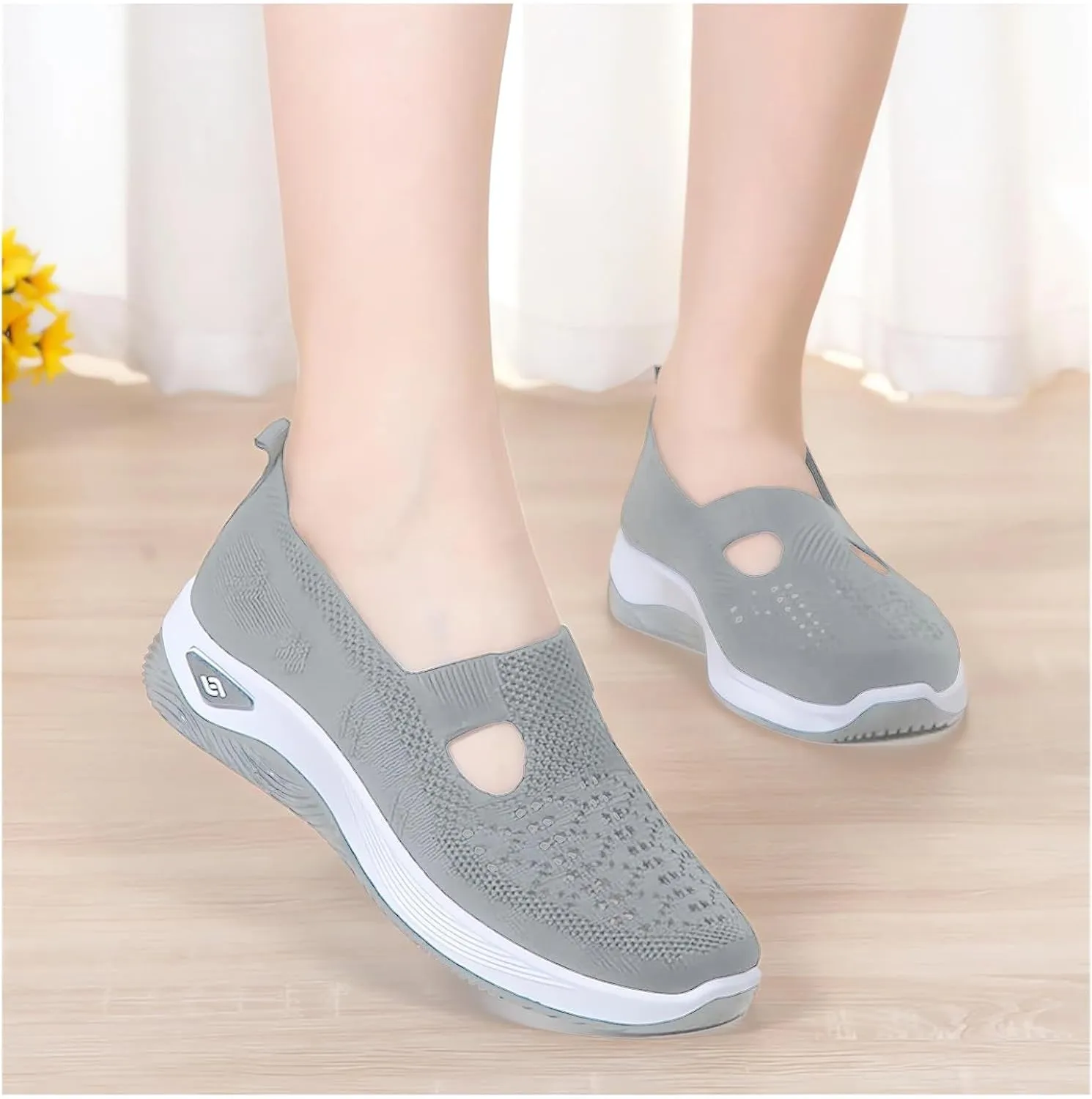 Mmoneyake Orthopedic Shoes for Women Arch Support Breathable Soft Shoes Comfy Walking Anti-Skid Sports Shoes Slip-On Breathable Mesh Trainers Casual Sneakers Footwear