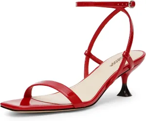 Modatope Kitten Heels for Women Open Square Toe Ankle Strap Sandals Low Heels Dress Shoes for Party
