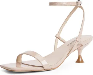 Modatope Kitten Heels for Women Open Square Toe Ankle Strap Sandals Low Heels Dress Shoes for Party