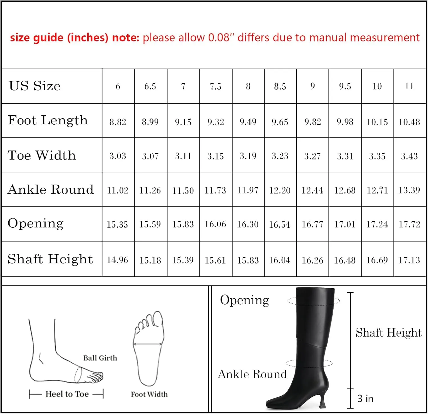 Modatope Knee High Boots Women Square Toe Tall Boots Kitten Heel Long Boots Side Zipper Dress Fashion Boots