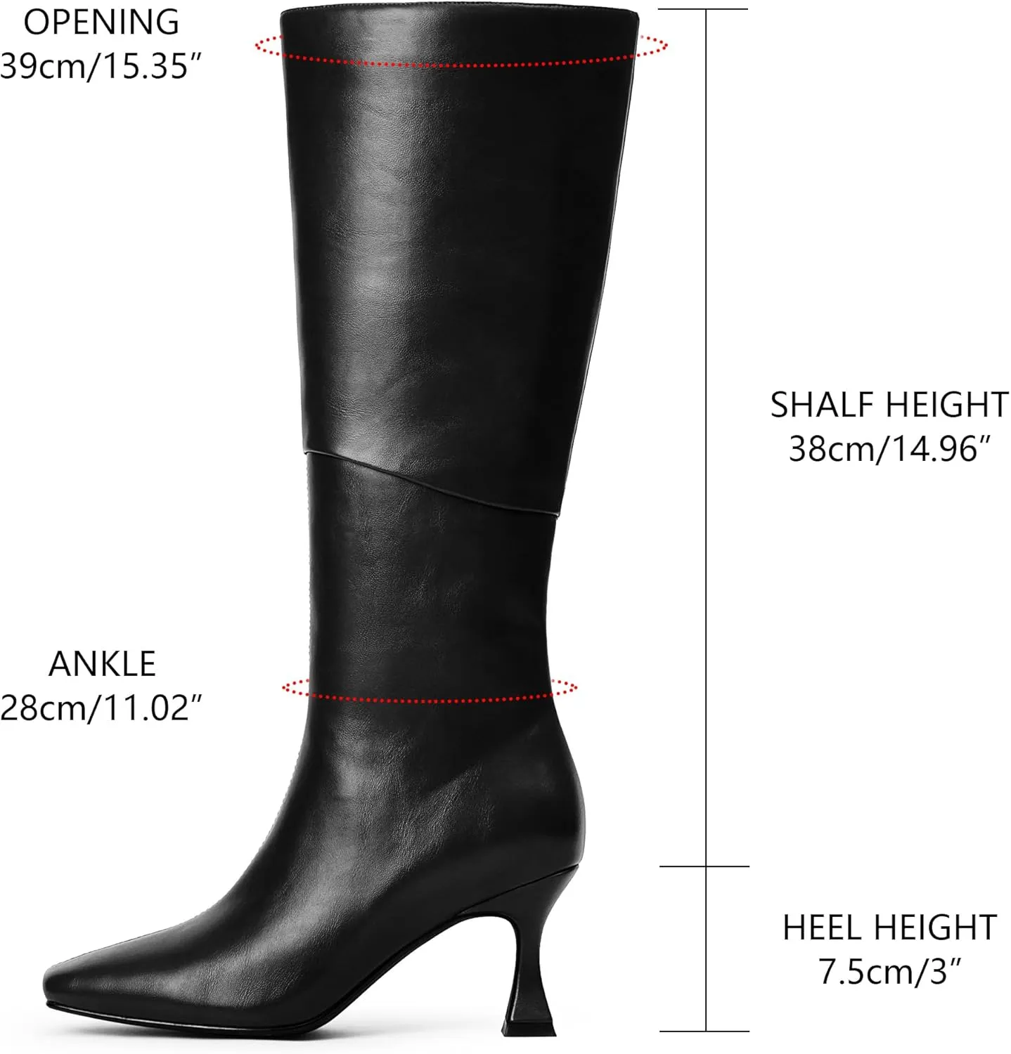 Modatope Knee High Boots Women Square Toe Tall Boots Kitten Heel Long Boots Side Zipper Dress Fashion Boots