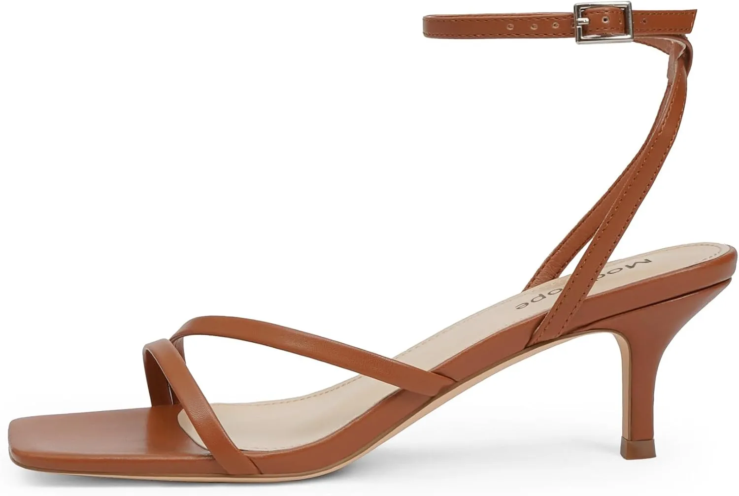 Modatope Womens Sandals Square Open Toe Kitten Heels Strappy Ankle Strap Sandals Comfort Dress Party Shoes