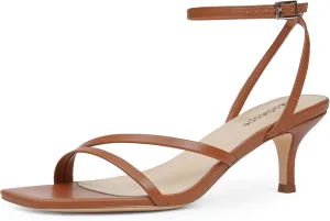 Modatope Womens Sandals Square Open Toe Kitten Heels Strappy Ankle Strap Sandals Comfort Dress Party Shoes