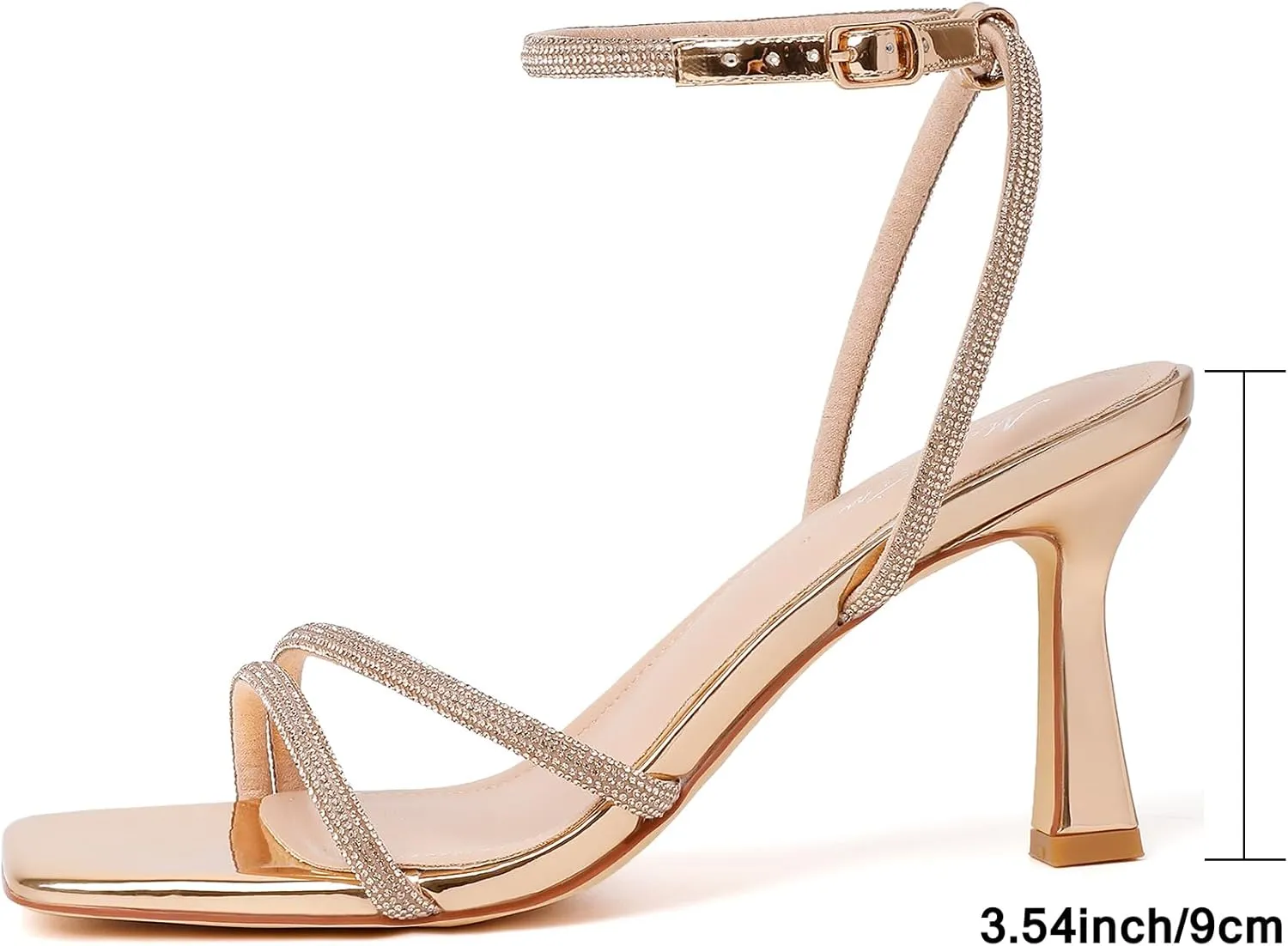 Mostrin Womens Sandals Strappy Heels for Women Ankle Strap Lace Up Heels Square Open Toe Heels Tie Up Stiletto High Heeled Sandals for Prom, Party, Daily Wear