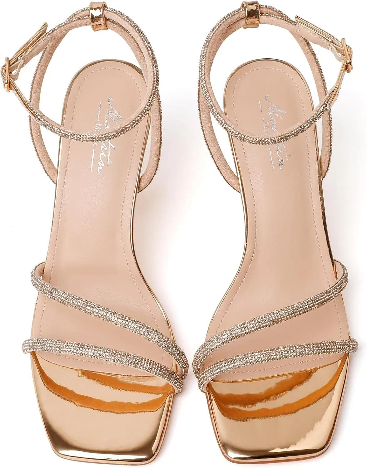 Mostrin Womens Sandals Strappy Heels for Women Ankle Strap Lace Up Heels Square Open Toe Heels Tie Up Stiletto High Heeled Sandals for Prom, Party, Daily Wear