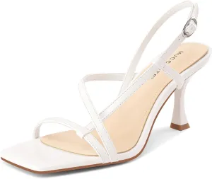 MUCCCUTE Strappy Kitten Heels for Women Square Open Toe Heeled Sandals Ankle Strap Party Prom Wedding Dressy