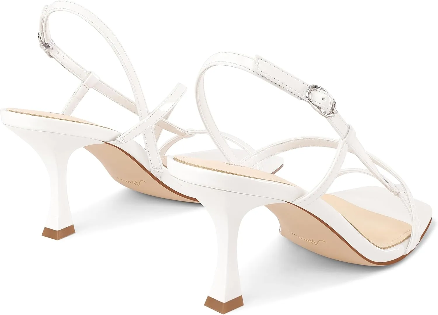 MUCCCUTE Strappy Kitten Heels for Women Square Open Toe Heeled Sandals Ankle Strap Party Prom Wedding Dressy