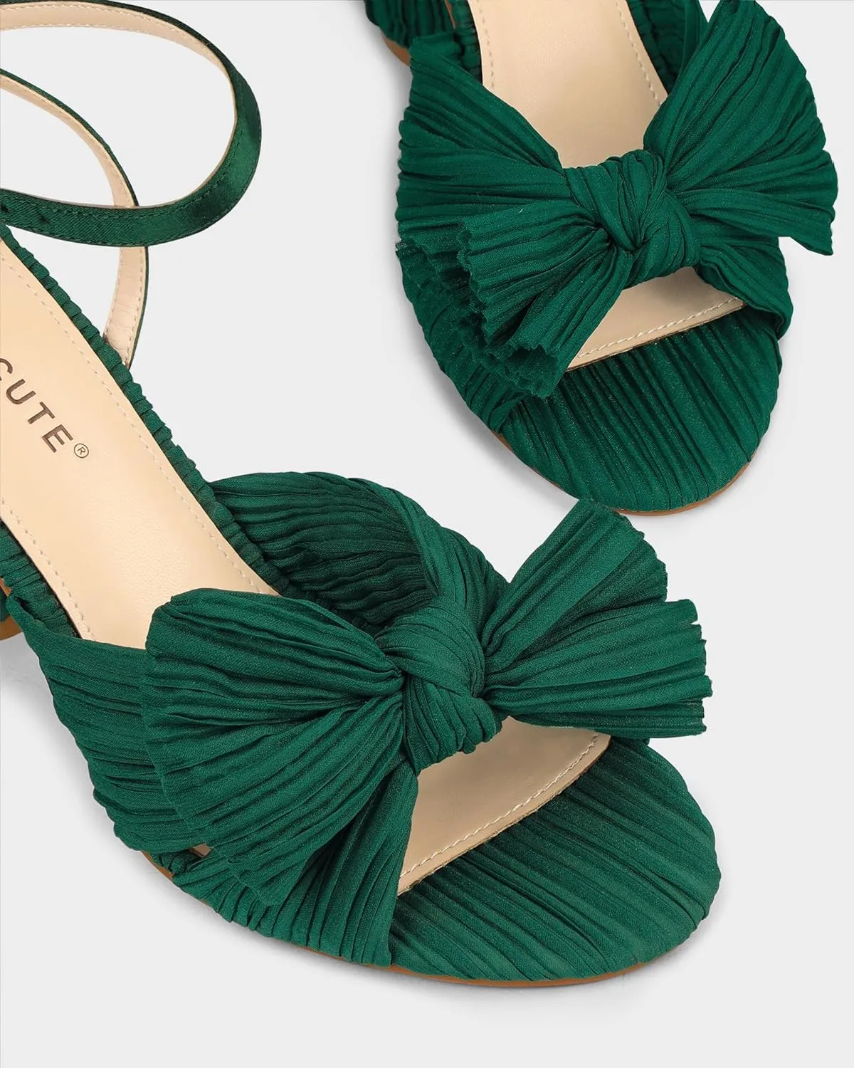 MUCCCUTE Women's Bow Knot Heeled Sandals Ankle Buckle Strap Chunky Heeled Open-toe Comfortable Wedding Party Fashion Heeled