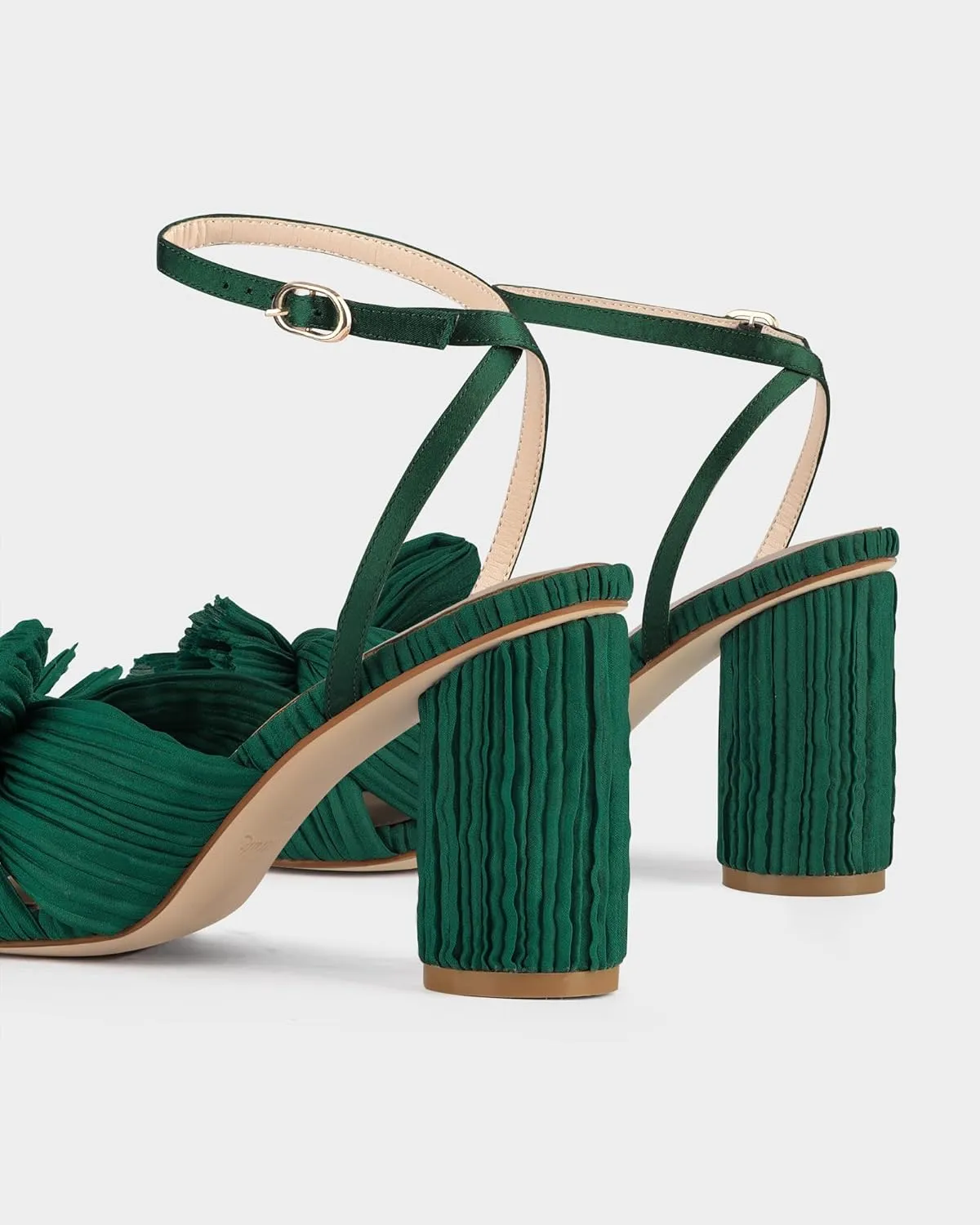 MUCCCUTE Women's Bow Knot Heeled Sandals Ankle Buckle Strap Chunky Heeled Open-toe Comfortable Wedding Party Fashion Heeled