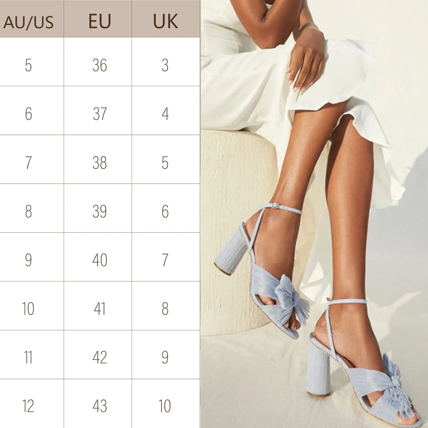 MUCCCUTE Women's Bow Knot Heeled Sandals Ankle Buckle Strap Chunky Heeled Open-toe Comfortable Wedding Party Fashion Heeled