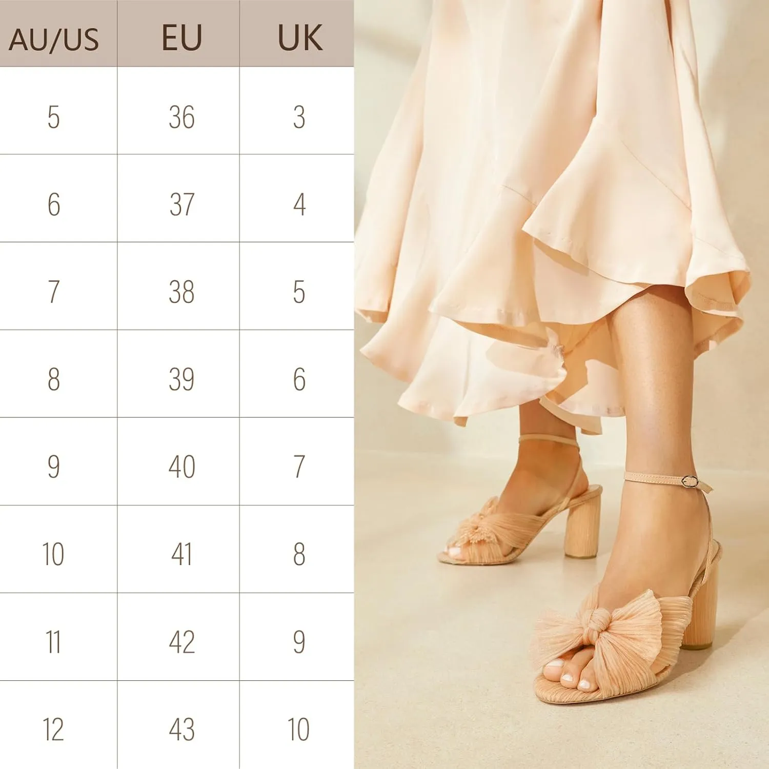 MUCCCUTE Women's Bow Knot Heeled Sandals Ankle Buckle Strap Chunky Heeled Open-toe Comfortable Wedding Party Fashion Heeled